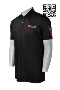 P742 設計休閒Polo恤款式   訂做LOGOPolo恤款式  美國SPOK 電訊行業 製作男裝Polo恤款式   Polo恤中心    黑色